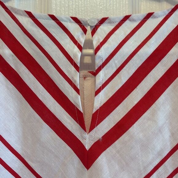Liz Claiborne Women Linen Blend Shift Dress Size Large Red Chevron Stripe Beach - Picture 5 of 10